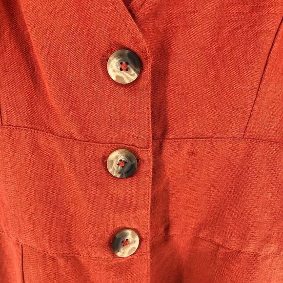 Urban Outfitters Lily Linen Blend Terra Cotta Short Sleeve Button Romper Medium - Picture 5 of 14